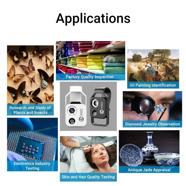 200x Magnification Pocket Microscope Lens with CPL and LED Light for SmartPhones - Image 4