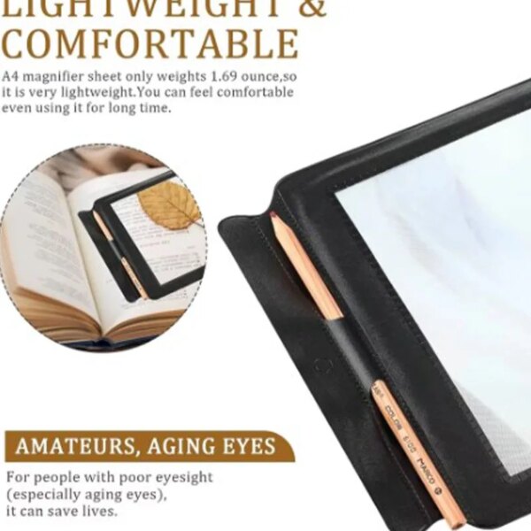 Portable A4 Full Page Magnifier | 3X Reading Lens for Books & Newspapers | Travel Buddy - Image 4